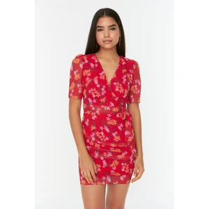 Trendyol Red Patterned Double Breasted Dress