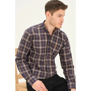 G740 DEWBERRY MEN'S SHIRT-LACİVERT- MUSTARD