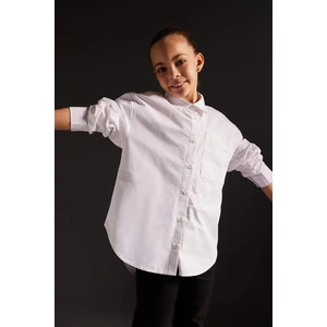 DEFACTO Girls Oversize Fit Poplin Long Sleeve Shirt