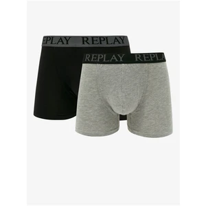 Set of two men's boxers in black and gray Replay - Men