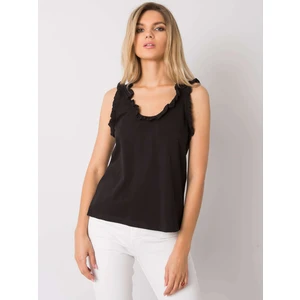 RUE PARIS Black cotton top