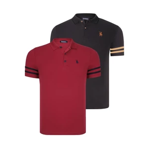 DOUBLE SET T8585 DEWBERRY MEN'S T-SHIRT-BLACK CAMEL-BURGUNDY