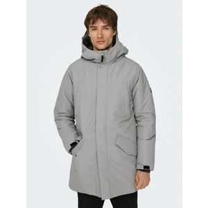 Grey men's winter parka ONLY & SONS Carl - Men