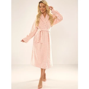 Women's bathrobe De Lafense 548 Melanie S-2XL long women's salmon-polka dots 185