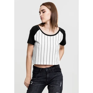 Women's cropped baseball t-shirt wht/blk