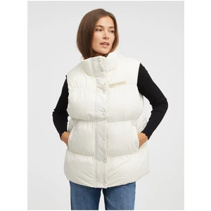 Women's Cream Quilted Converse Super Puffer Vest - Women