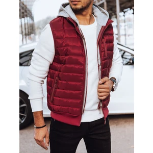 Men's quilted hooded vest, burgundy, Dstreet