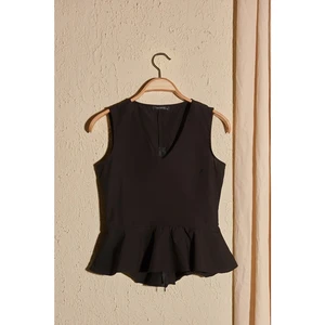 Trendyol Black Ruffle V-Neck Blouse