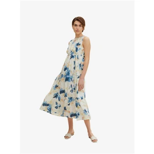 Blue-Cream Women's Patterned Midish Dress Tom Tailor - Women