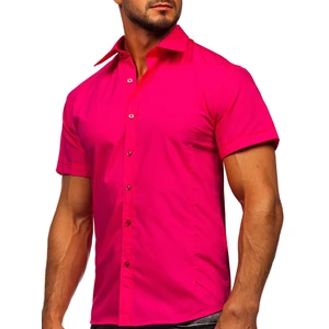 Cămașă elegantă mâneca scurtă fucsia Bolf 7501