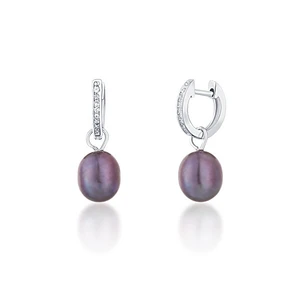 JwL Luxury Pearls Strieborné kruhové náušnice á la vojvodkyňa Kate s pravou perlou a zirkónmi 3v1 JL0733