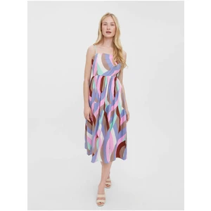 Blue-pink patterned midishdresses for hangers VERO MODA Riley - Ladies