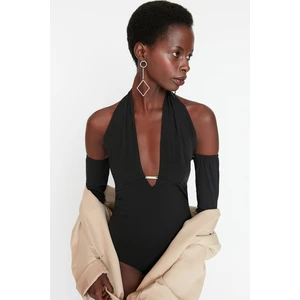 Trendyol Black Asymmetric Collar Knitted Body