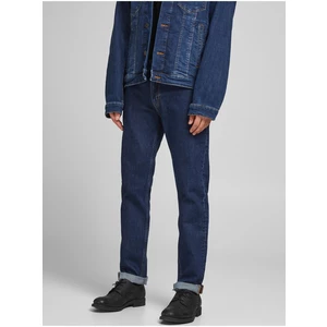 Tmavě modré straight fit džíny Jack & Jones Clark - Pánské