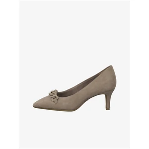 Tamaris Beige Leather Heel Pumps - Women