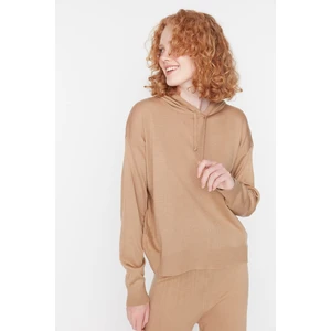 Trendyol Camel Hooded Knitwear Sweater