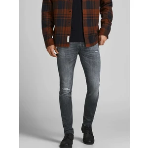 Tmavě šedé skinny fit džíny Jack & Jones Iliam - Pánské