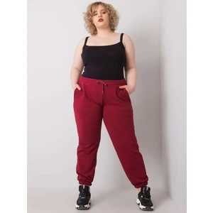 Plus size burgundy cotton sweatpants