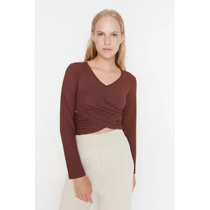 Trendyol Camel Collar Detailed Camisole Knitted Blouse