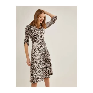 Koton Women's Brown Leopard Pattern Dress 9YA88325PW