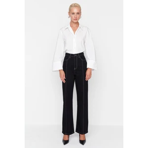 Trendyol Black Contrast Stitch Detail High Waist 90's Wide Leg Jeans