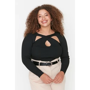 Trendyol Curve Plus Size Sweater - Black - Slim fit