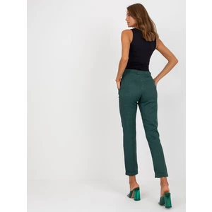 Dark green women's fabric trousers