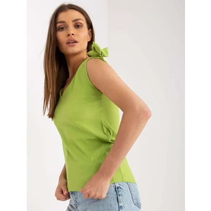 Light green airy top with V rue paris neckline