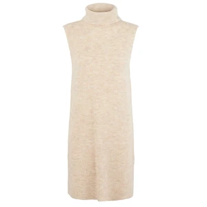 Beige Ribbed Sleeveless Turtleneck Pieces Ellen - Women