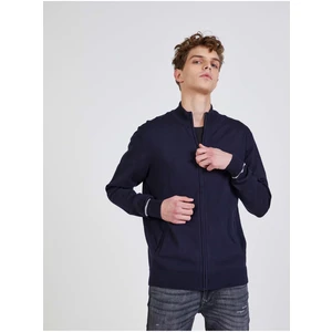 Dark Blue Men's Cardigan with Stand-Up Collar Guess Kennard - Men