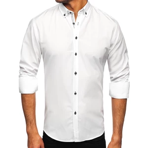 Biela pánska košeľa s dlhými rukávmi Bolf 20720