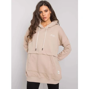 Women's kangaroo hooded sweatshirt in beige