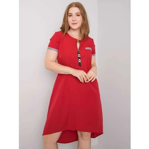 Red plus size cotton dress