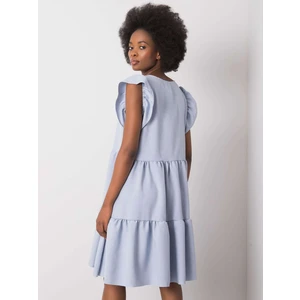 RUE PARIS Blue dress with ruffles