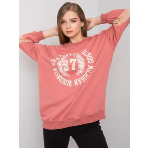 Dusty pink oversized cotton sweatshirt with print