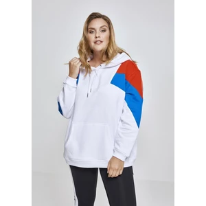 Ladies Oversize 3-Tone Block Hoody wht/firered/brightblue