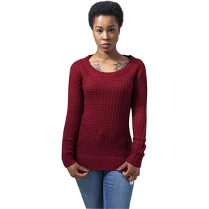 Ladies Long Wideneck Sweater burgundy