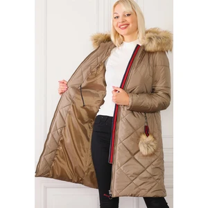 Z6646 DEWBERRYN FURRY POMPOM LADY COAT-VIZON