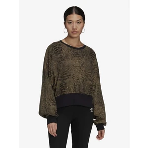 adidas Originals Black-Brown Women's Patterned Sweatshirt with Balloon Sleeves adidas Origina - Women