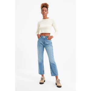 Trendyol Blue High Waist Straight Jeans