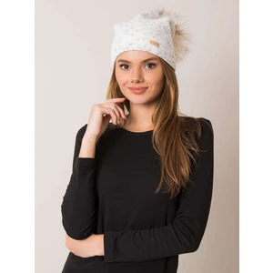 RUE PARIS Ecru women´s cap with a pompom