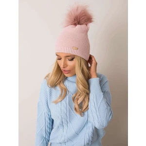 RUE PARIS Light pink cap with a pompom