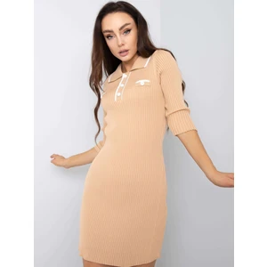 RUE PARIS Beige striped dress