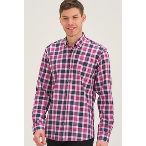 G743 DEWBERRY MEN'S SHIRT-LACİVERT-PINK