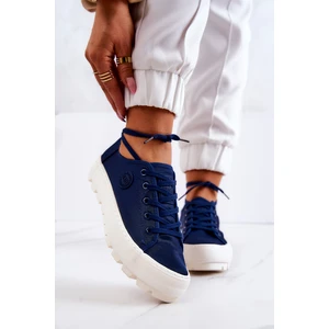 Women's iconic Big Star sneakers on a high platform - dark blue