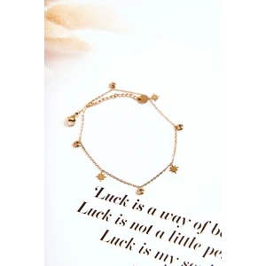 Leg Bracelet With Star And Cubic Zirconia Gold