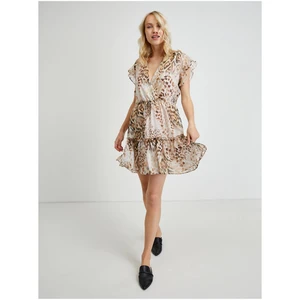 Light Brown Women Patterned Short Dress Guess Rosa - Women