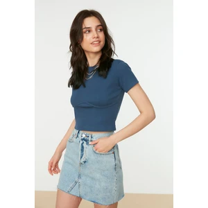 Trendyol Indigo Corduroy Knitted Blouse