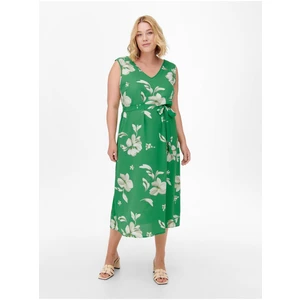 Green Floral Midish with Tie ONLY CARMAKOMA Luxmille - Women