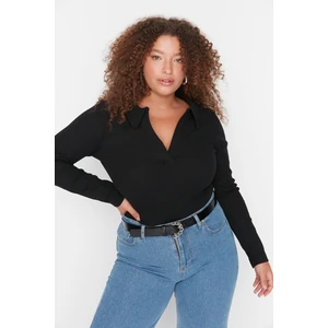 Trendyol Curve Plus Size Bodysuit - Black - Fitted